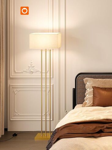 addlon Floor Lamps for Living Room with Remote, Modern Standing lamp with Linen Shade, Decorative Simple Design Floor Lamps for Bedroom and Office - Gold in Saudi Arabia