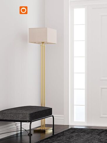 addlon Floor Lamps for Living Room with Remote, Modern Standing lamp with Linen Shade, Decorative Simple Design Floor Lamps for Bedroom and Office - Gold in Saudi Arabia