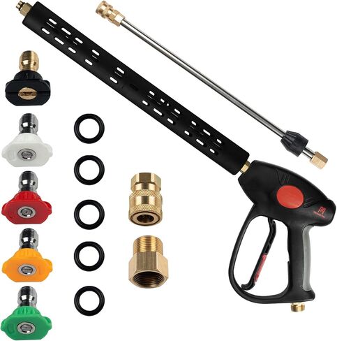 PROWESSPRO Pressure Washer Gun with Pressure Washer Wand Extension Replacement and 5 Nozzle Spray Tips, Power Washer Gun with M22 14mm and M22 15mm Fitting, 40 Inch Adjustable Length (40 Inch) Black in Saudi Arabia