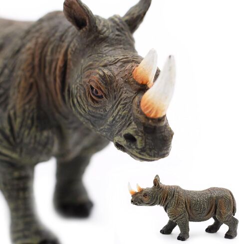 Gemini&Genius Safari Animal Toys, Rhinoceros Figurine Toy, Wildlife World Action Figures, Great Gifts, Collection, Cake Topper, Storytelling Props and Room Decor for Kids 4 Years Old and Up in Saudi Arabia