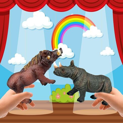 Gemini&Genius Safari Animal Toys, Rhinoceros Figurine Toy, Wildlife World Action Figures, Great Gifts, Collection, Cake Topper, Storytelling Props and Room Decor for Kids 4 Years Old and Up in Saudi Arabia