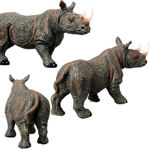 Gemini&Genius Safari Animal Toys, Rhinoceros Figurine Toy, Wildlife World Action Figures, Great Gifts, Collection, Cake Topper, Storytelling Props and Room Decor for Kids 4 Years Old and Up in Saudi Arabia