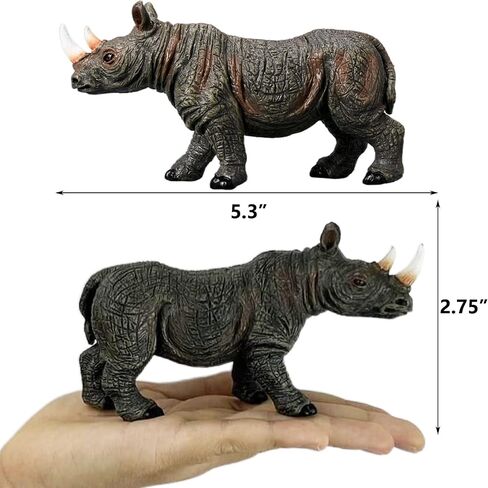 Gemini&Genius Safari Animal Toys, Rhinoceros Figurine Toy, Wildlife World Action Figures, Great Gifts, Collection, Cake Topper, Storytelling Props and Room Decor for Kids 4 Years Old and Up in Saudi Arabia