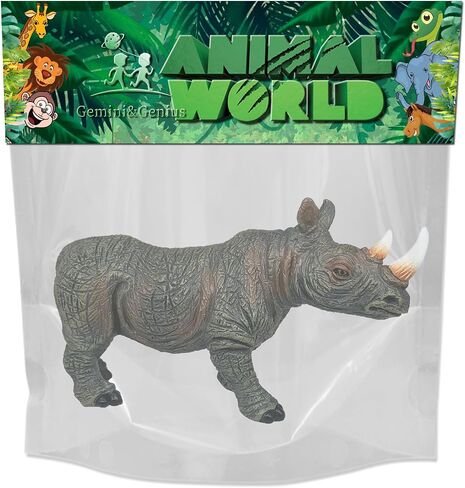 Gemini&Genius Safari Animal Toys, Rhinoceros Figurine Toy, Wildlife World Action Figures, Great Gifts, Collection, Cake Topper, Storytelling Props and Room Decor for Kids 4 Years Old and Up in Saudi Arabia