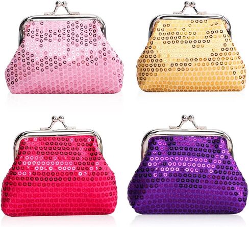 محفظة عملات معدنية صغيرة من Oyachic مكونة من 4 قطع مع مشبك Kisslock تغيير محفظة صغيرة للعملات المعدنية للنساء والفتيات مقاس 9 سم طول × 7 سم ارتفاع. in Kuwait