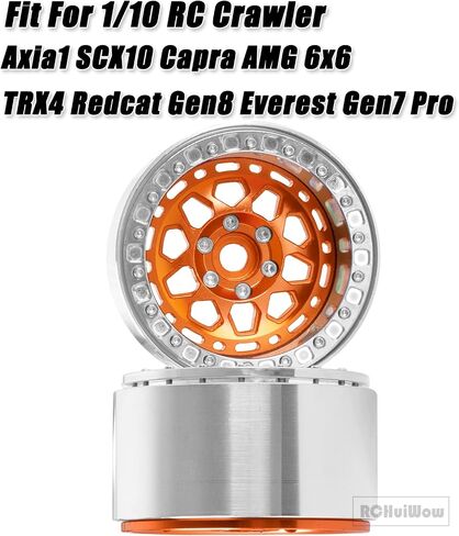 عجلات Beadlock RC مقاس 2.2 بوصة لـ 1/10 RC Crawler Axia1 SCX10 Capra، AMG 6x6، TRX4، Redcat Gen8 Everest Gen7 Pro، عجلات RC من سبائك الألومنيوم 2.2 عجلات Beadlock 2.2 إطارات Beadlock، 4 قطع، قوس قزح والتيتانيوم in Kuwait