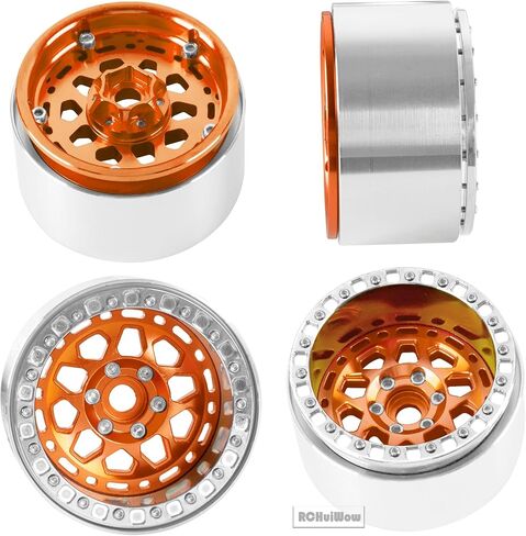 عجلات Beadlock RC مقاس 2.2 بوصة لـ 1/10 RC Crawler Axia1 SCX10 Capra، AMG 6x6، TRX4، Redcat Gen8 Everest Gen7 Pro، عجلات RC من سبائك الألومنيوم 2.2 عجلات Beadlock 2.2 إطارات Beadlock، 4 قطع، قوس قزح والتيتانيوم in Kuwait