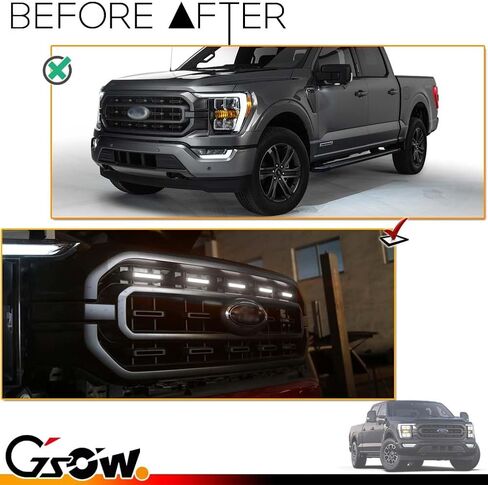 5 قطع من مصابيح شبكة LED تناسب F-ord F150 2021 2022 2023 XL/XLT/XLT Sport، مصابيح شبكية أصلية من العنبر، مجموعة ملحقات أضواء الجري لتزيين الشواية - ضوء كهرماني in Kuwait