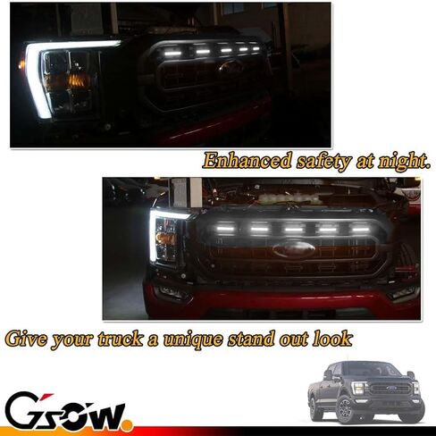 5 قطع من مصابيح شبكة LED تناسب F-ord F150 2021 2022 2023 XL/XLT/XLT Sport، مصابيح شبكية أصلية من العنبر، مجموعة ملحقات أضواء الجري لتزيين الشواية - ضوء كهرماني in Kuwait