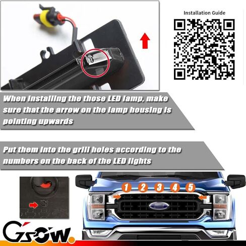 5 قطع من مصابيح شبكة LED تناسب F-ord F150 2021 2022 2023 XL/XLT/XLT Sport، مصابيح شبكية أصلية من العنبر، مجموعة ملحقات أضواء الجري لتزيين الشواية - ضوء كهرماني in Kuwait