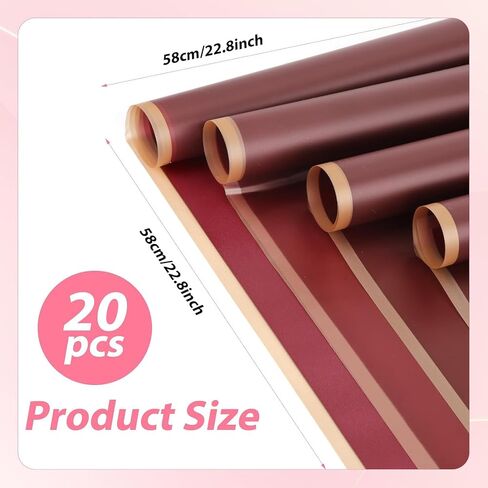 Tonsiv 20 Sheets Flower Wrapping Paper - Waterproof Floral Wrapping Paper Bouquet Wrapping Paper for Florist Supplies Packaging Paper for Wedding Birthday Gift - (23in*23in) in Saudi Arabia