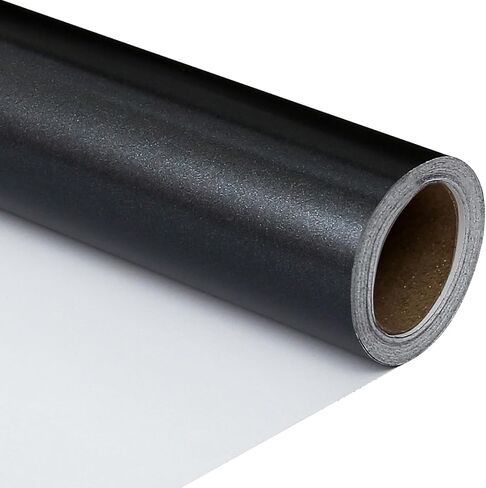 CAMKUZON Black Wrapping Paper for Christmas, Birthday, Wedding, Holiday, All Occasion - Solid Color Pearly Black Gift Wrap Paper Roll, 17.4 Inch in Saudi Arabia