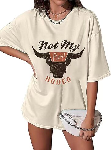 Wild Soul T-Shirt Women Vintage Western Bleached Tee Tops Boho Cow Skull Rodeo Shirt Western Cowgirls Casual Shirt Tops in Kuwait
