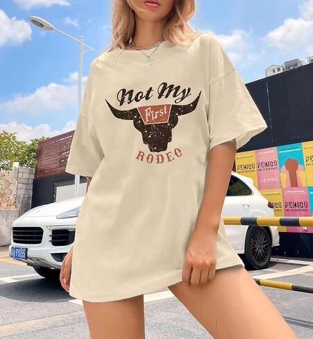 Wild Soul T-Shirt Women Vintage Western Bleached Tee Tops Boho Cow Skull Rodeo Shirt Western Cowgirls Casual Shirt Tops in Kuwait