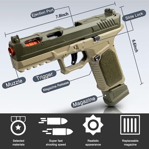 Toy Gun, Semi-Automatic Shell Ejecting Toy Gun Pistol Automatic Reloading for Kid, Shooting Games Educational Model Toy Pistol to Cool Toys Gifts for Boys & Girls Ages 6+ in Saudi Arabia