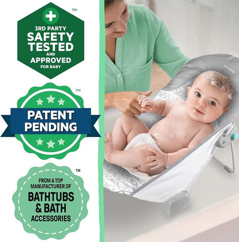 Summer Baby Bather Folding Bath Sling With Warming Wings (Green Triangle) - Bath Support for Use in the Sink or Adult Tub in Saudi Arabia