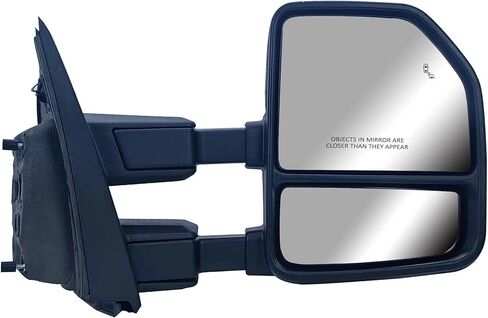 مرآة سحب للباب الأيسر للسائق بديلة تعمل بالطاقة وتسخن مع ضوء إشارة وغطاء خلفي من الكروم ومزخرف BLIS لسيارة Ford F-150 F-250 F-350 F-450 F-550 Super Duty من 2015 إلى 2024 in Kuwait