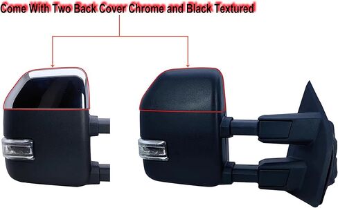 مرآة سحب للباب الأيسر للسائق بديلة تعمل بالطاقة وتسخن مع ضوء إشارة وغطاء خلفي من الكروم ومزخرف BLIS لسيارة Ford F-150 F-250 F-350 F-450 F-550 Super Duty من 2015 إلى 2024 in Kuwait