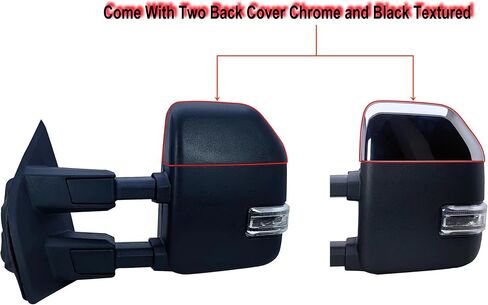 Replacement Driver Left Side Door Towing Mirror Power and Heated with Signal Light and BLIS Textured and Chrome Back Cover For Ford F-150 F-250 F-350 F-450 F-550 Super Duty from 2015 to 2024 in Saudi Arabia