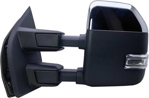 Replacement Driver Left Side Door Towing Mirror Power and Heated with Signal Light and BLIS Textured and Chrome Back Cover For Ford F-150 F-250 F-350 F-450 F-550 Super Duty from 2015 to 2024 in Saudi Arabia
