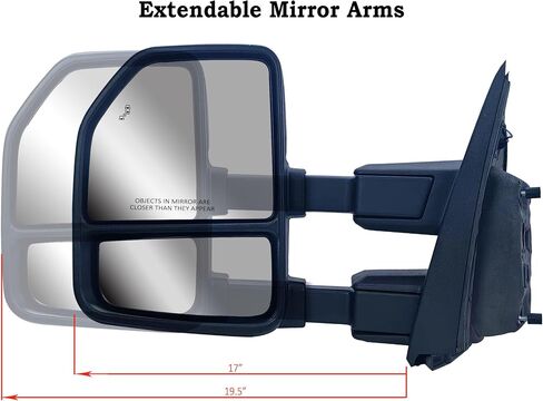 Replacement Driver Left Side Door Towing Mirror Power and Heated with Signal Light and BLIS Textured and Chrome Back Cover For Ford F-150 F-250 F-350 F-450 F-550 Super Duty from 2015 to 2024 in Saudi Arabia