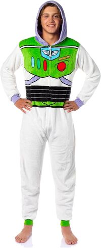 Disney Toy Story Adult Buzz Lightyear Hooded One Piece Costume Fleece Pajama Union Suit For Men and Women in Kuwait