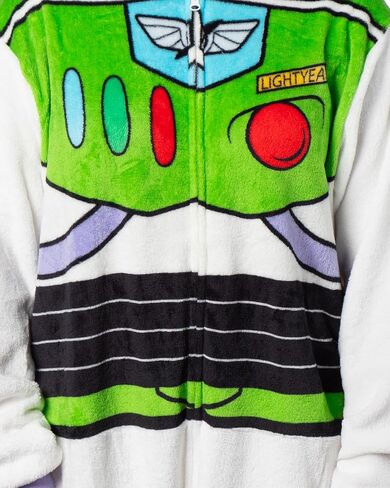 Disney Toy Story Adult Buzz Lightyear Hooded One Piece Costume Fleece Pajama Union Suit For Men and Women in Kuwait