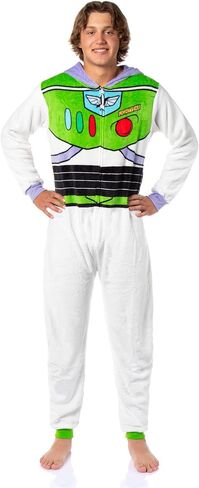 Disney Toy Story Adult Buzz Lightyear Hooded One Piece Costume Fleece Pajama Union Suit For Men and Women in Kuwait