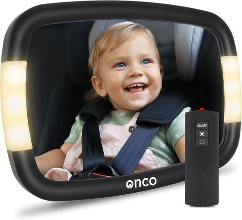 Onco Baby Car Mirror Rear-facing - Platinum Award Winning Car Mirror Baby Rear Facing Seat, Baby Essentials for Newborn, 100% Shatterproof Baby Mirror for Car, 360° Car Seat Mirror Rear Facing Infant in Saudi Arabia