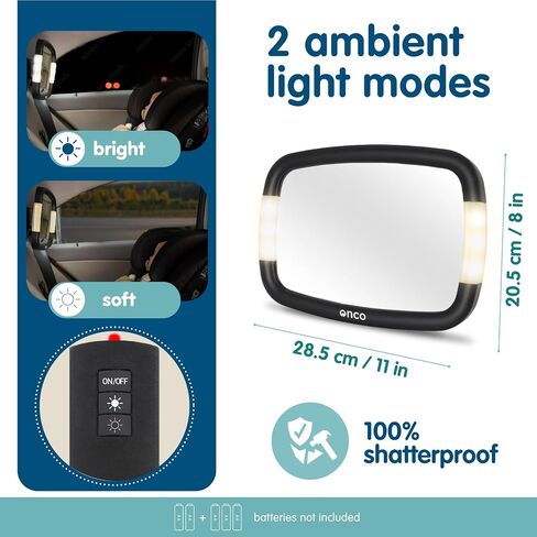 Onco Baby Car Mirror Rear-facing - Platinum Award Winning Car Mirror Baby Rear Facing Seat, Baby Essentials for Newborn, 100% Shatterproof Baby Mirror for Car, 360° Car Seat Mirror Rear Facing Infant in Saudi Arabia