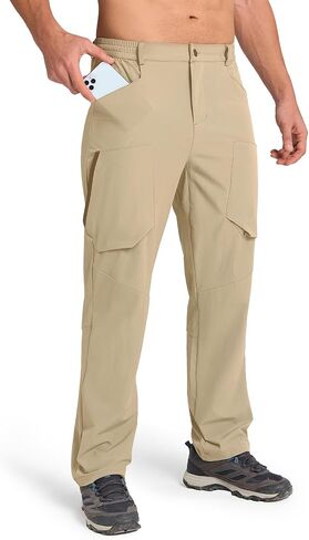 Men's Hiking Stretch Pants Lightweight Work Pants Waterproof Tactical Ripstop Cargo Pants in Saudi Arabia
