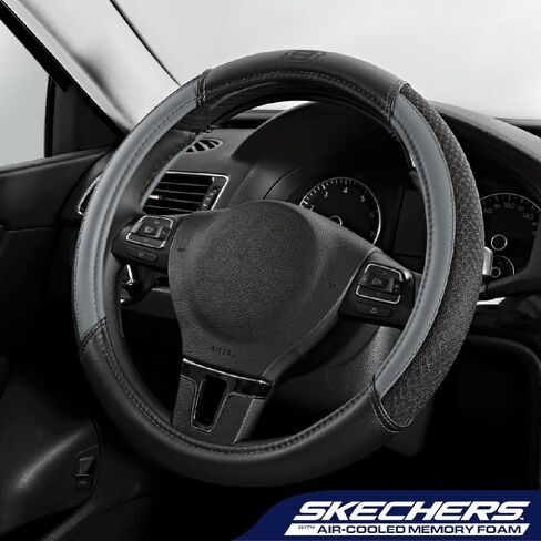 Skechers Steering Wheel Cover,Air Cool Mesh Leather Steering Wheel Cover Universal Fit 14" 1/2-15" Car Wheel Protector for Men Women Fit Suvs,Vans,Sedans,Car,Trucks,Gray in Saudi Arabia