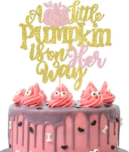 Rsstarxi 1 Pack A Little Pumpkin is on Her Way Cake Topper, Baby Feet Gender Reveal Decorations Cake Pick for Fall Pumpkin Baby Shower Kids Birthday Party Cake Decorations Orange in Saudi Arabia