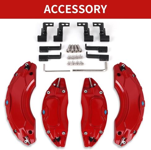 أغطية الفرجار متوافقة مع Toyota Camry 2019-2024 RAV4 2020-2024 17 بوصة 18 بوصة محور العجلة المناسب لفرجار فرامل السيارة الأمامي والخلفي مجموعة من 4 قطع باللون الأحمر in Kuwait