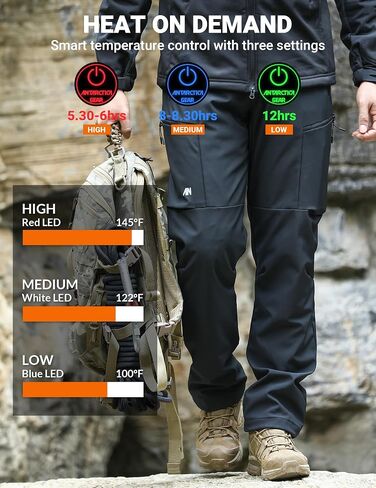 Heated Pants for Men, with 12V/20000mAh Battery, 5-Zone Heating Softshell Outdoor Trousers Hiking Pants in Saudi Arabia