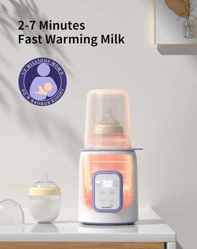 Bottle Warmer, GROWNSY 8-in-1 Fast Baby Milk Warmer with Timer for Breastmilk or Formula, Accurate Temperature Control, with Defrost, Sterili-zing, Keep, Heat Baby Food Jars Function in Saudi Arabia