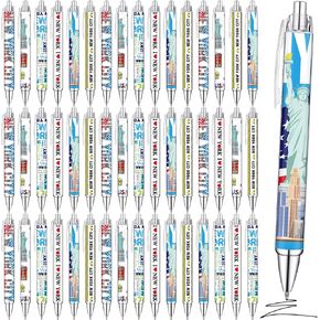 36 Pcs New York City Ballpoint Pen Collectible NYC Gift Pen Bulk Retractable NY Souvenir Souvenirs USA New York City Souvenirs for Office Supplies,6 Styles, Black Gel Ink