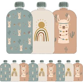 Hippypotamus Reusable Baby Food Pouches - 12 Pack - Baby Food Storage - Pouches Toddler - Refillable Squeeze Pouch for Kids (Rainbow/Mountain/Cloud) in Kuwait
