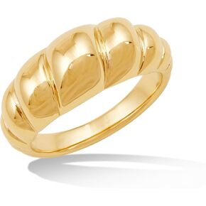 14K Gold or Platinum Plated Wide Croissant Ring for Women | Size 5 to 9