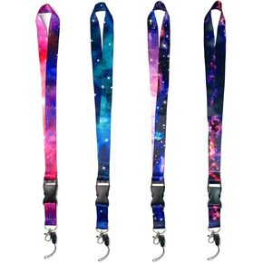 4PCS Starry Sky Neck Lanyards Colorful Detachable Galaxy Lanyard Badge Neck Straps (color A)
