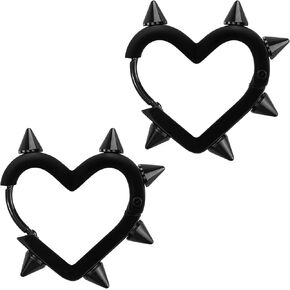 Heart Earrings Black Spike Earrings,Stainless Steel Gothic Earrings Punk Earrings Christmas Jewelry Gift for Women Men