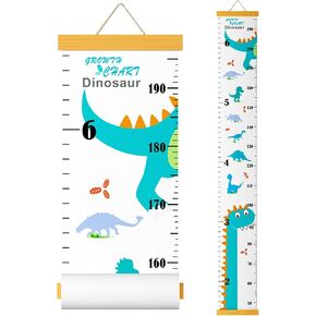 Outivity Growth Chart for Kids, Height Chart for Kids/Boys/Girls/Baby, Canvas & Wooden, Removable Growth Height Chart, Wall Room Decor - Dinosaur