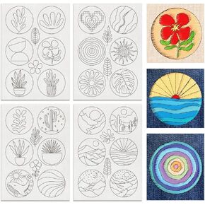 BENECREAT 4Sheets 81Pcs Cocktails Water Soluble Embroidery,11.7x8.3inch Wine Bottles and Lemon Stick and Stitch Embroidery Paper Stabilizer Hand Sewing for Shirts, Coats, Bags