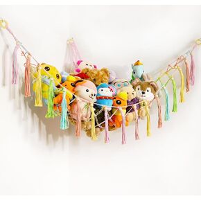 YKBU Toy Hammock for Stuffed Animals Corner Hanging Net Macrame Organizer Pet for Storage Display Plush Holder Boho Decor for Nursery Playroom Bedroom Kids Room in Saudi Arabia