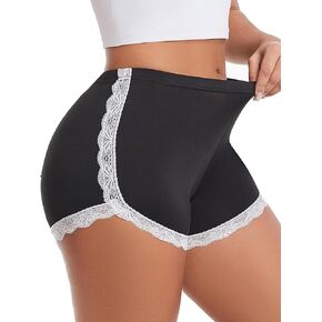 Women's Plus Sexy Lace Booty Shorts Black High Waist Opaque Beach Cover ups Short Shorts Nightclub Dance Shorts