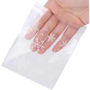 Christmas Cellophane Bags, 100 Pcs Clear Resealable Snowflake Sealed Plastic Package Cellophane Bags with Adhesive Closure for Bakery, Cookie, Candies, Dessert Poly Bags, 3.9 * 3.9 Inch in Kuwait