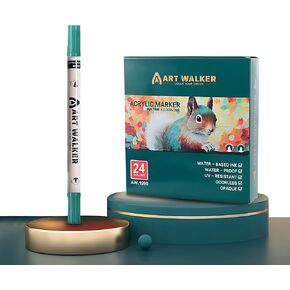 36 colors Dual Tip Acrylic Paint Pens,Acrylic Paint Marker set with Brush Tip and Fine Tip,acrylic paint markers for Paper, Pottery, Stones, Backpacks, Glass, Eggs, Fabrics, Plastics, handicrafts