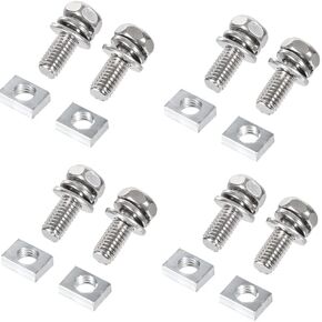 Motorcycle Battery Terminal M6 x16mm Bolt Square Nut Kit Stainless Steel 8Sets