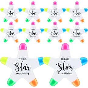 50 Pcs Star Pen Inspirational Gifts Highlighters Brush Tip 5 Colors Markers Multicolor Fluorescent Pens You're a Star Gifts Bulk for Coworkers Students Office Supplies