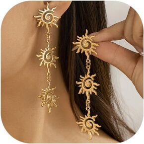 Sun Earrings Sunshine Earrings for Women Gold Sun Dorp Dangle Earrings Bohemian Sunburst Earrings 18K Gold Plated Dangle Stud Earrings Jewelry Gifts